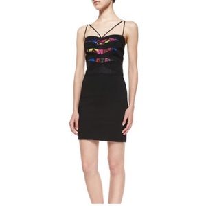 Naom Hanoch floral crepe pencil dress mini black 4 Strappy black